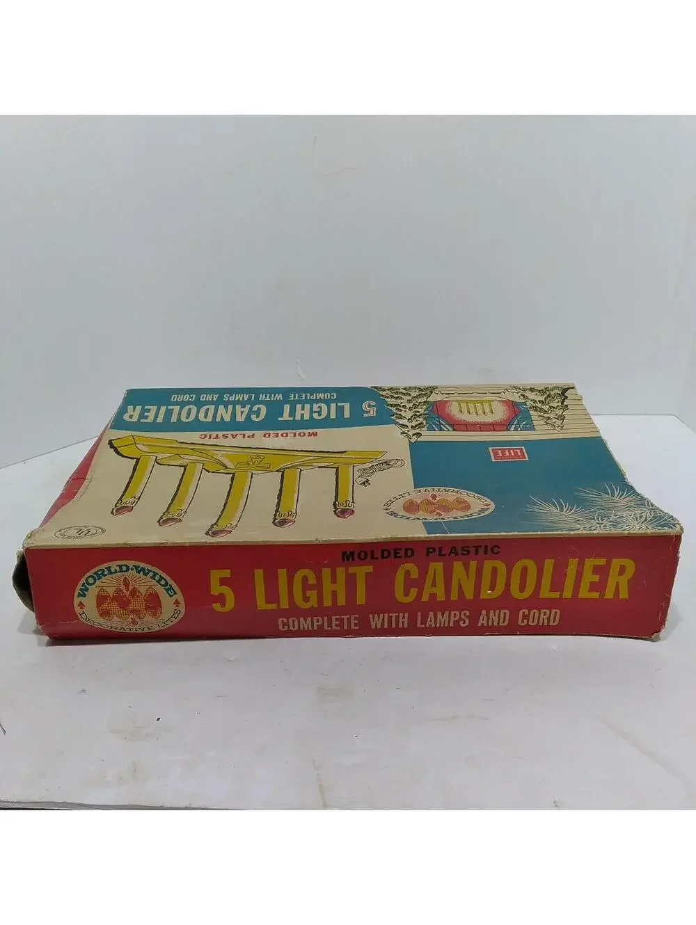 Vtg Five Light Christmas Candolier With 3 Orange Bulbs World Wide Dec. Lites IOB